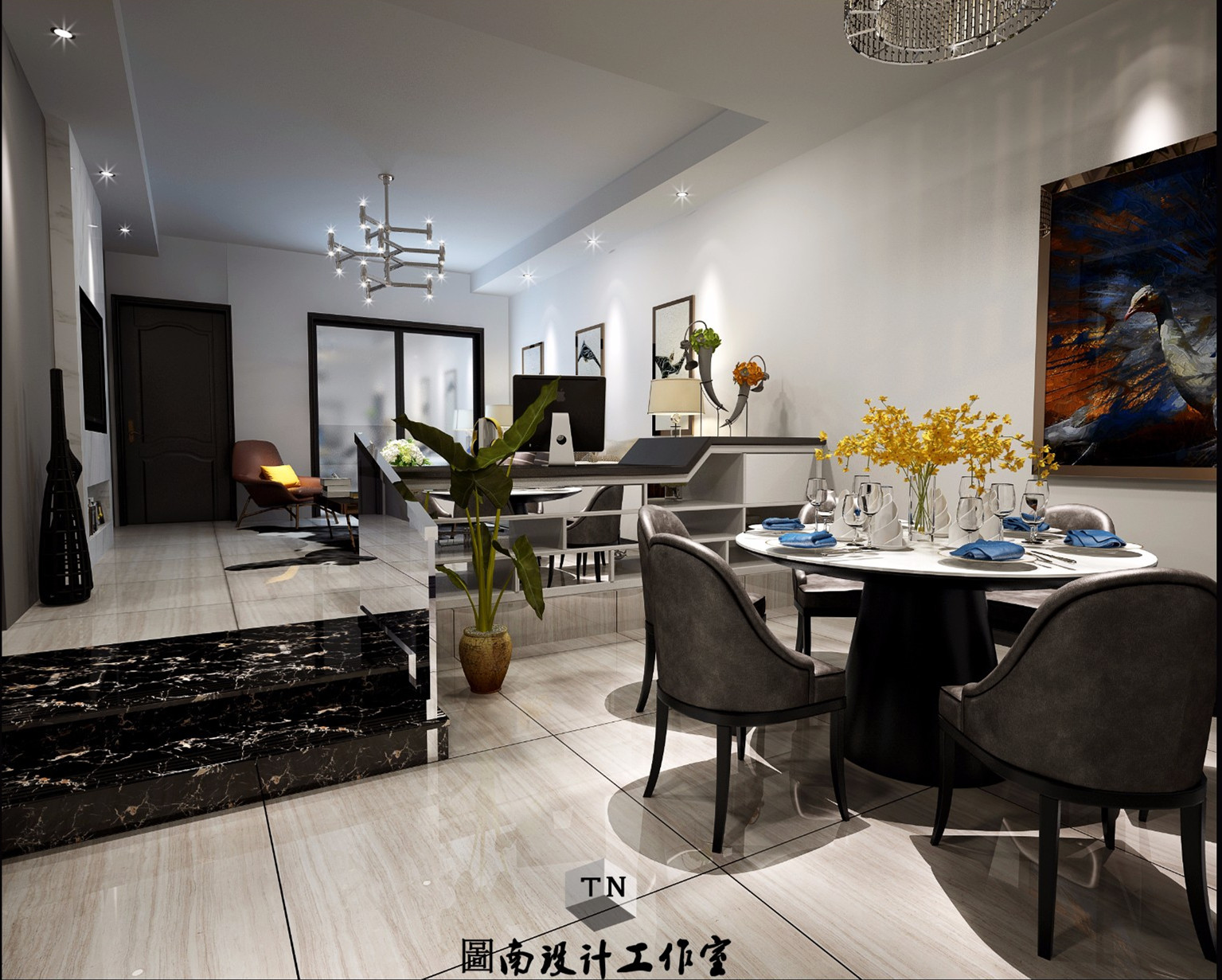 現(xiàn)代餐廳隔斷效果圖